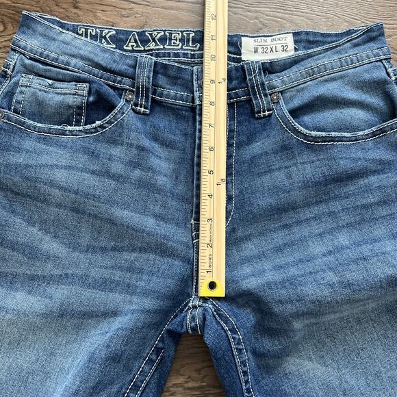 TK Axel Jeans Mens Slim Boot 32x32* Distressed Stretch Cowboy Festival Casual - Picture 8 of 12